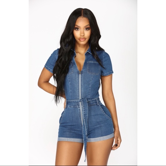 Denim romper fashion nova Clearance